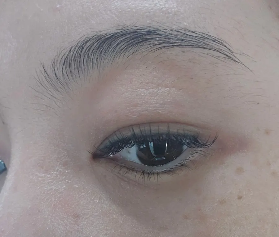 Eyes open after the lash extensions were finished