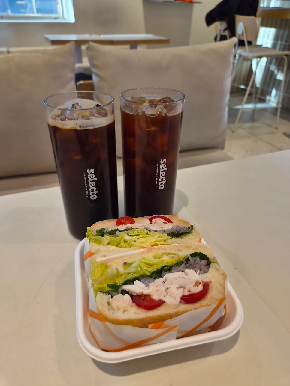Sandwich display case at Selecto Coffee Sinnonhyeon