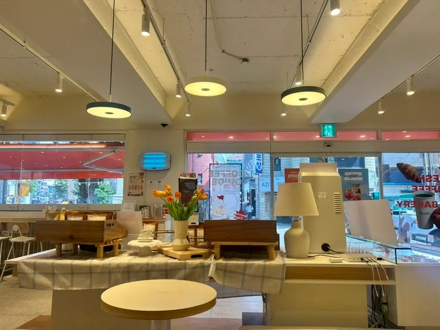 View of the café from the seating area at Selecto Coffee Sinnonhyeon Branch