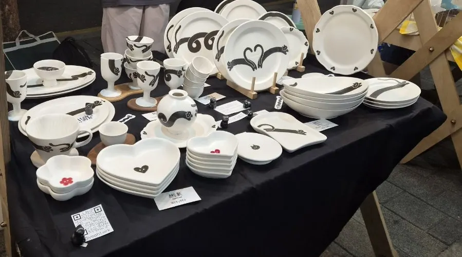 Small items on display at a flea market stall