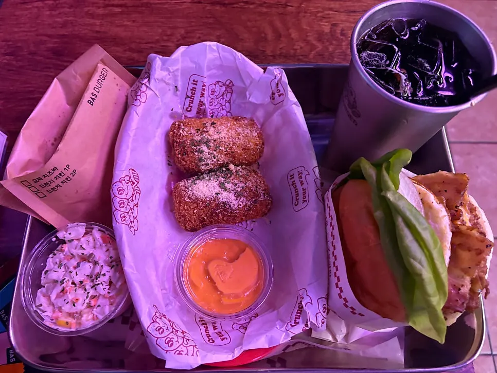 Full spread of the Greedy Burger set at BAS Burger