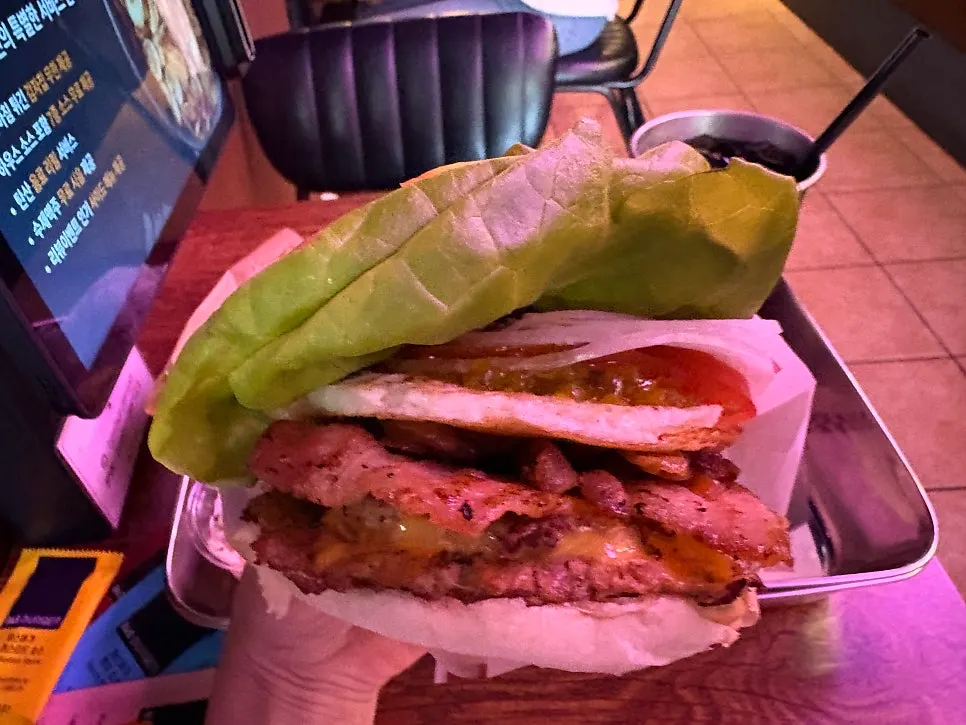 Cross-section of the Greedy Burger with fried egg