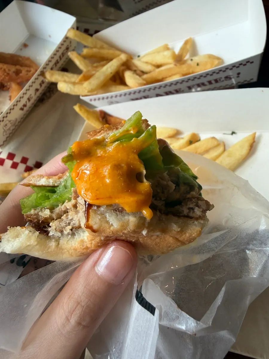 Burger set served with fries