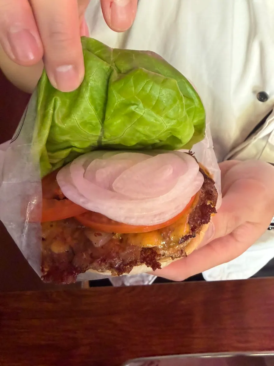 Double BAS Burger showing the buttery bun and patty