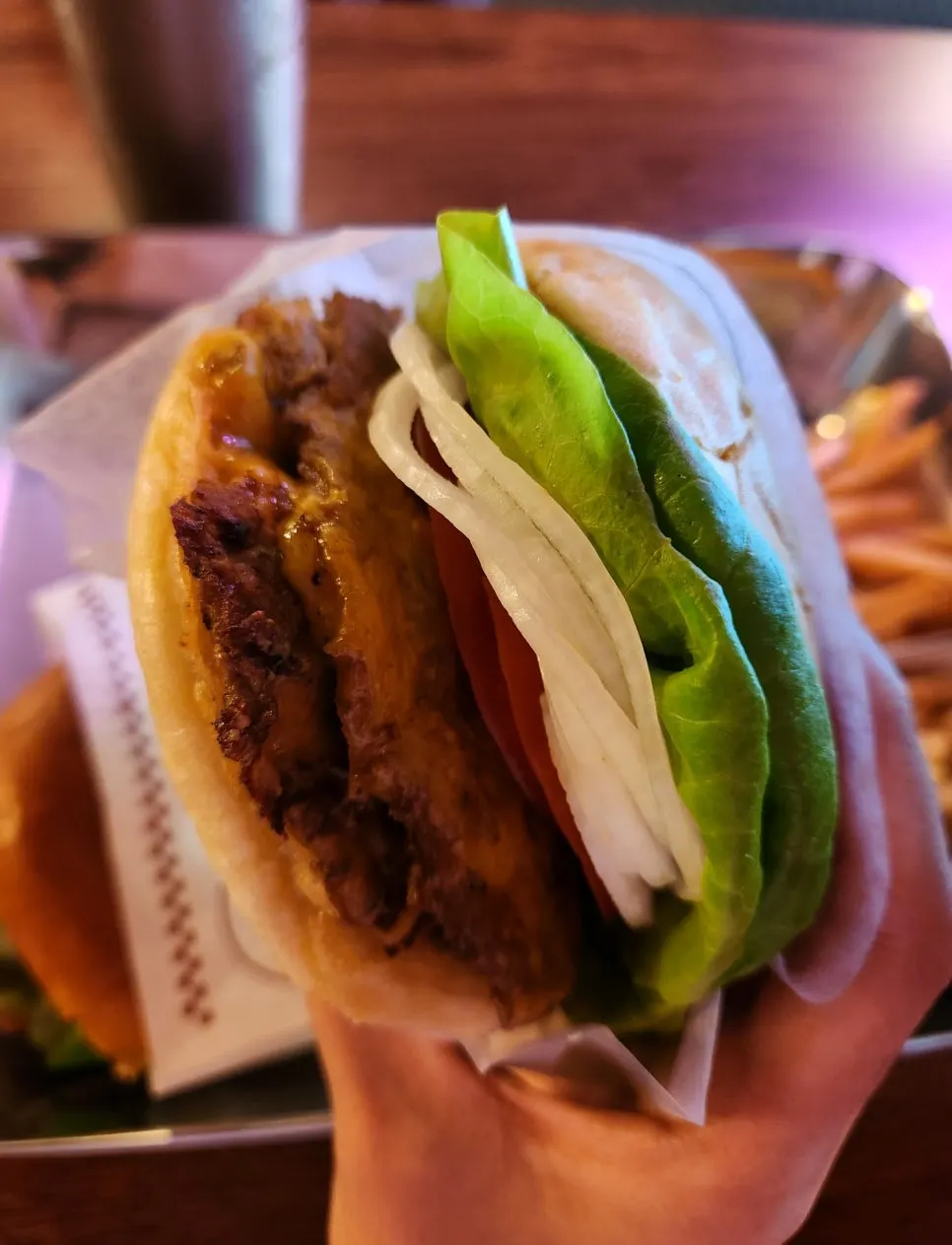 Double Bacon Cheese Burger with patties and cheese