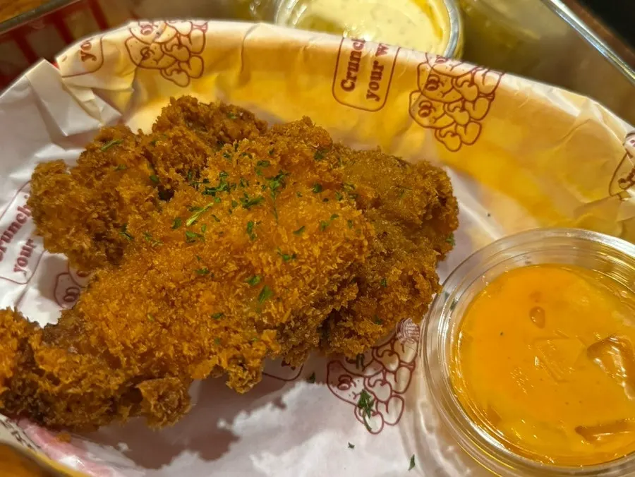 Crunch Chicken served alongside the burger