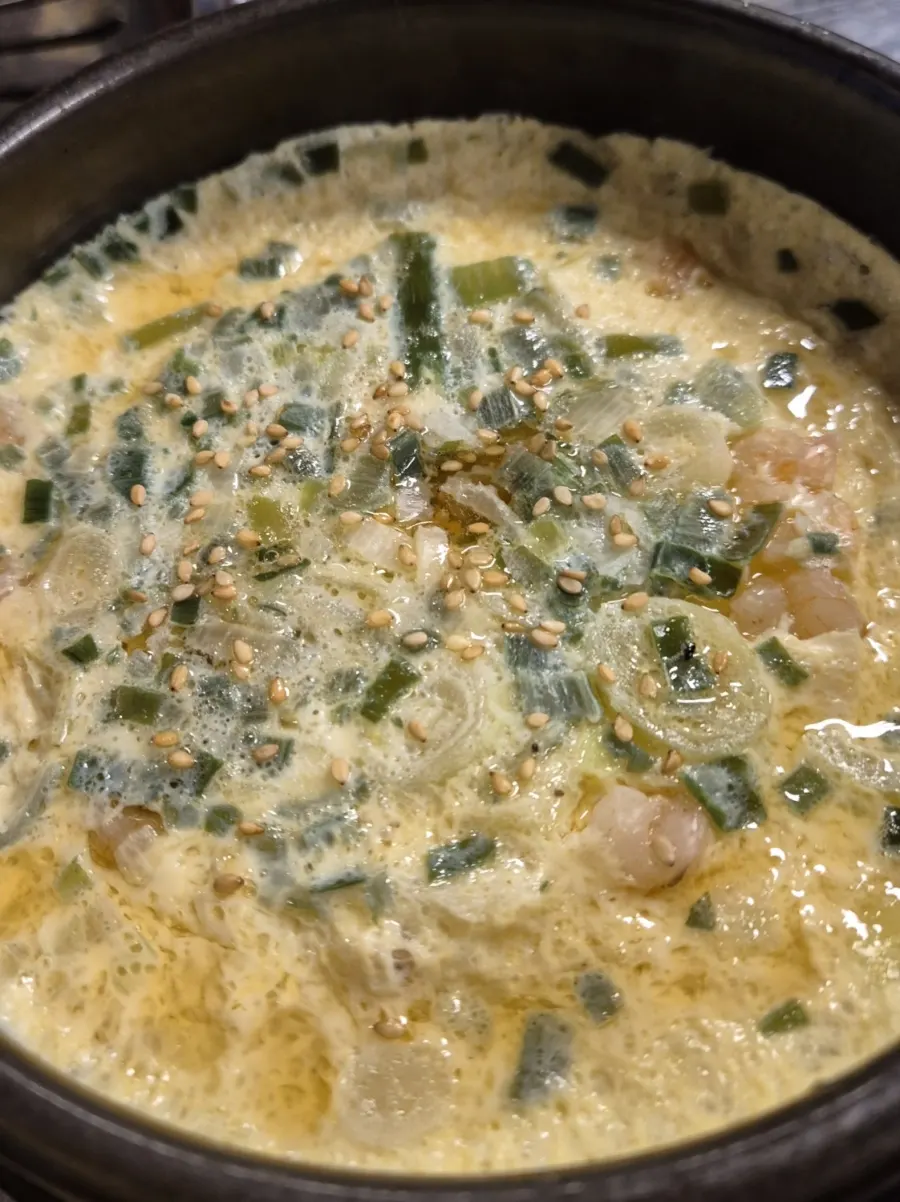 Fluffy steamed egg with shrimp