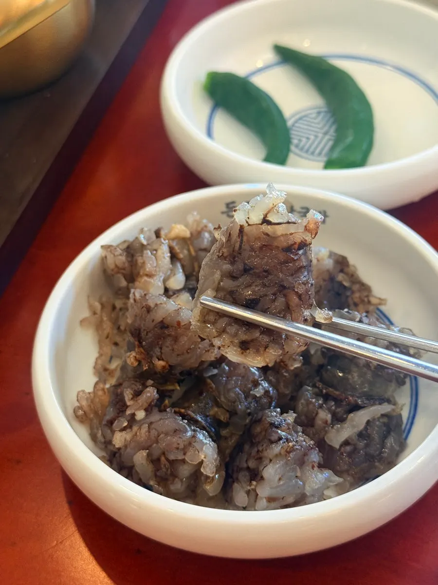 Hinoki-steamed sundae served with gukbap
