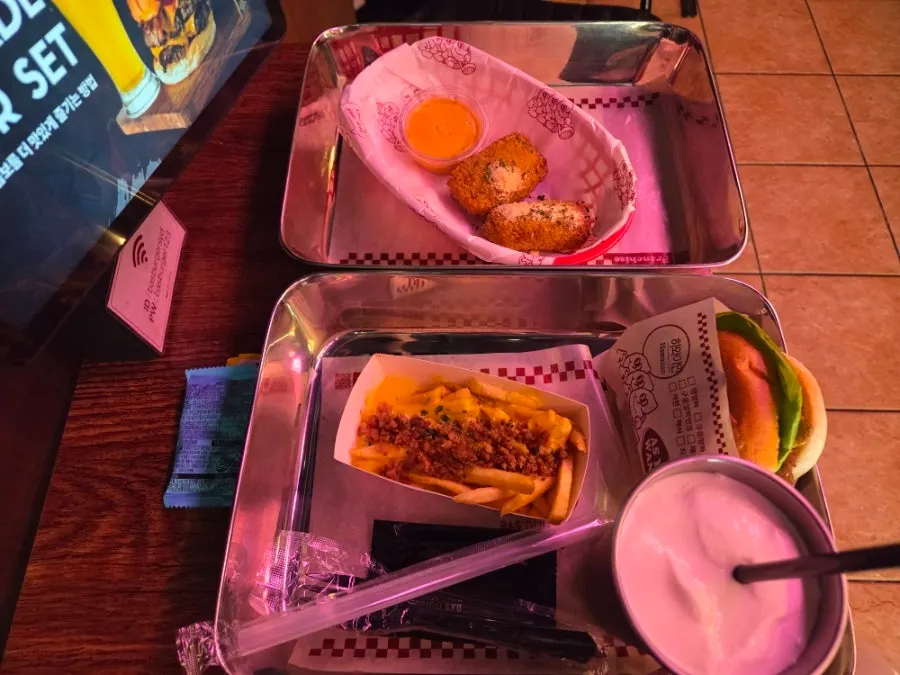 Lunch menu arranged on a silver tray