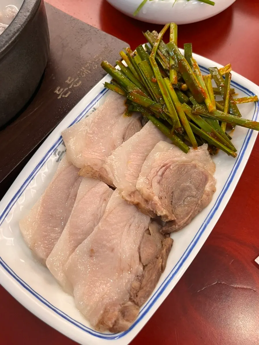 Pork gukbap and boiled pork served as the boiled pork set