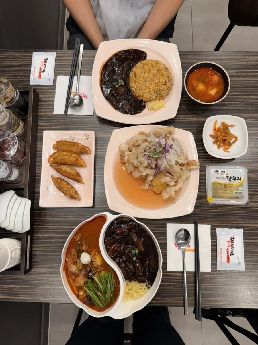 Full table spread of the ordered dishes