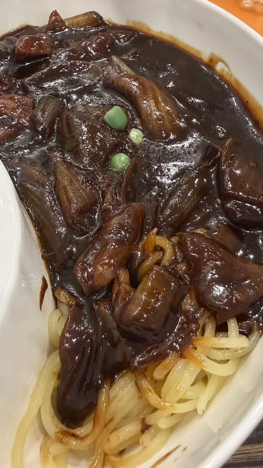 The jjajang sauce side of jjamjjamyeon