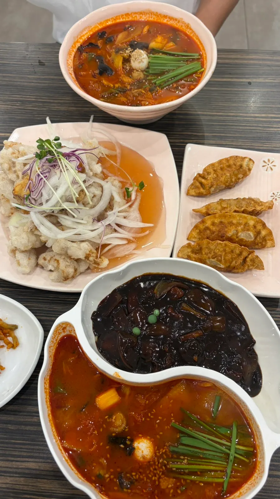 Ordered dishes laid out on the table