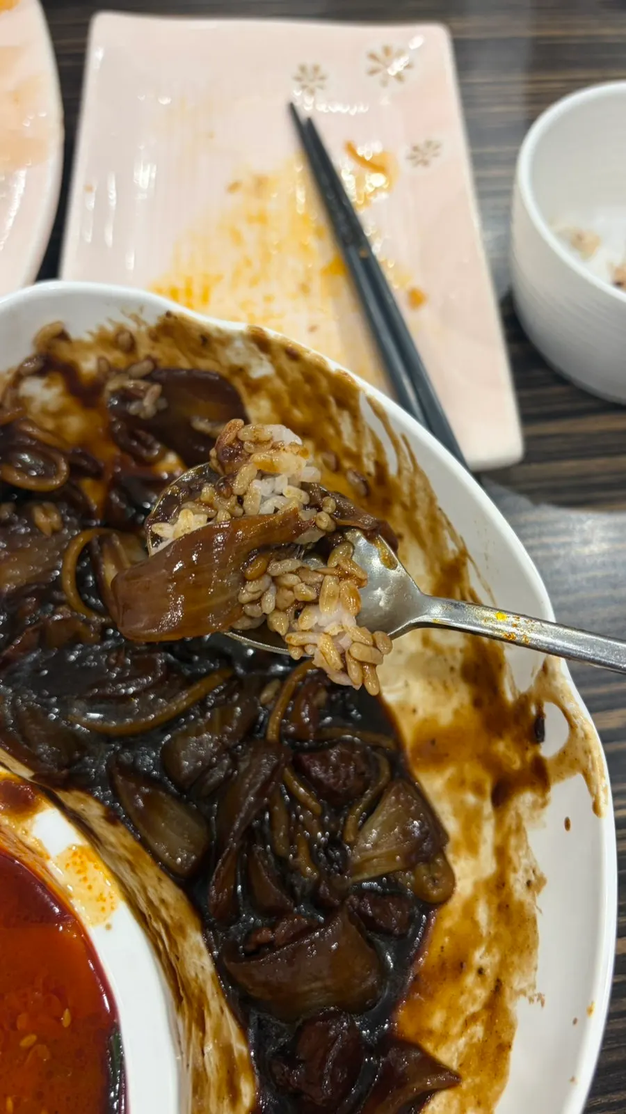 Glossy jjajangmyeon noodles