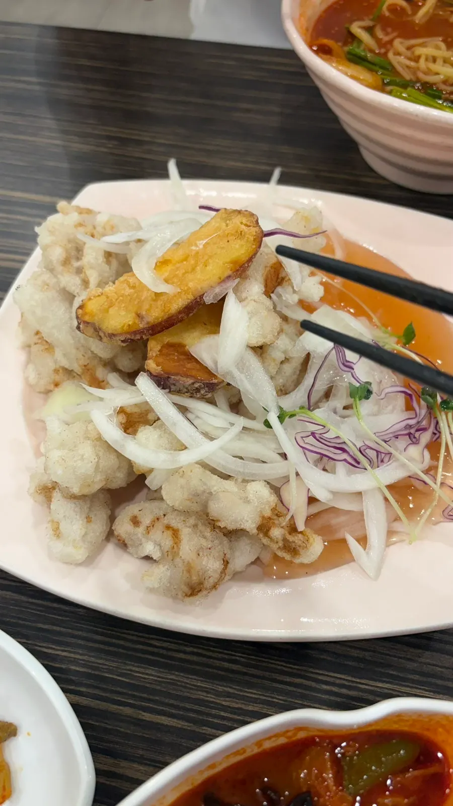 A plate of small-size sweet and sour crispy rice pork