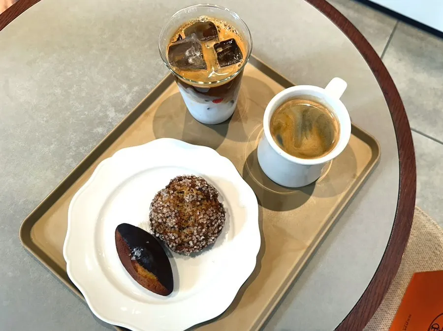 Table set with dessert and coffee together