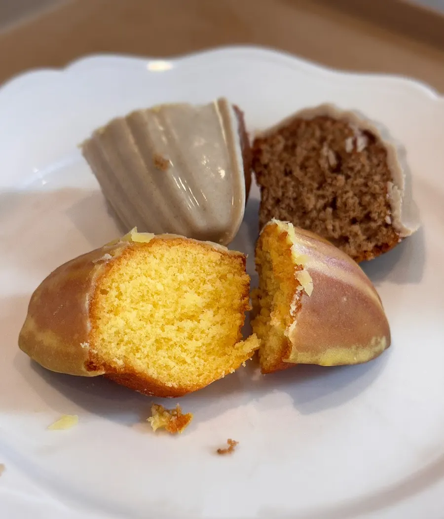 Yuzu lemon madeleine filled with yuzu lemon filling