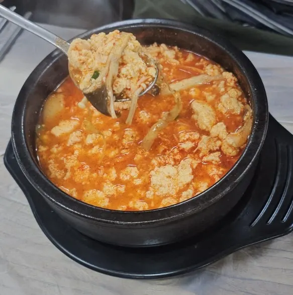 A plate of side dishes taken from the self-bar