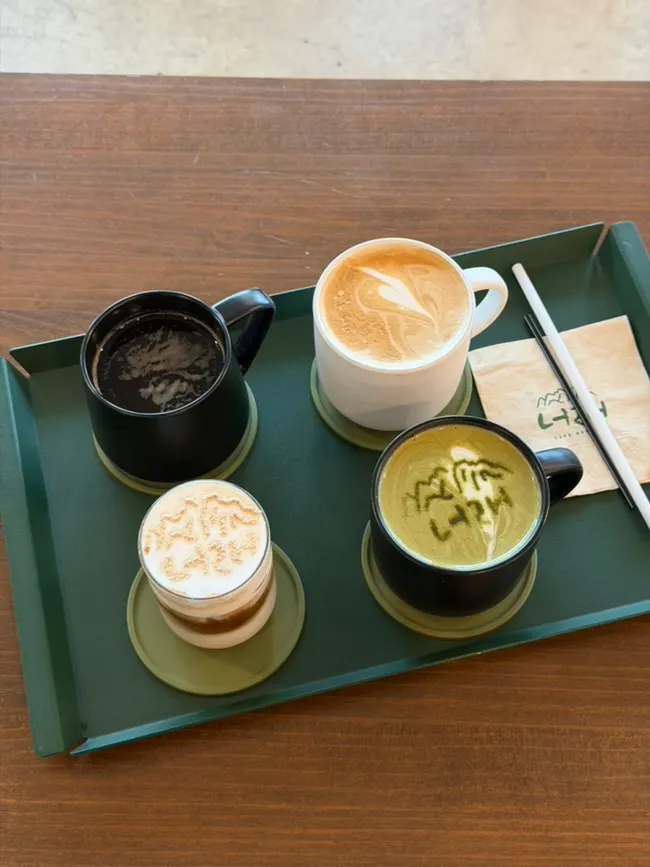 Four drinks placed on the table