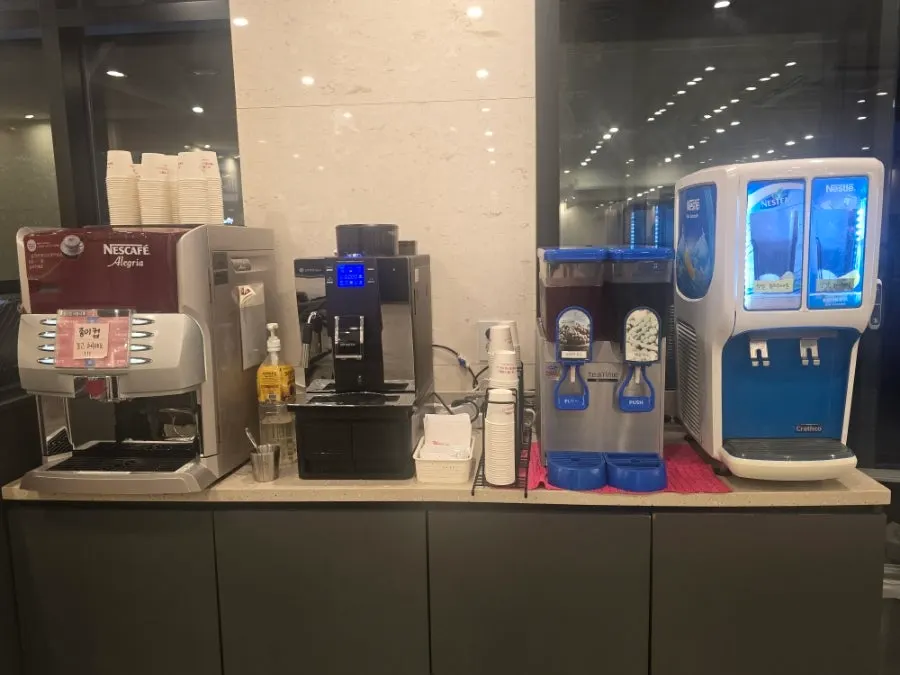 Dessert corner with drinks and coffee
