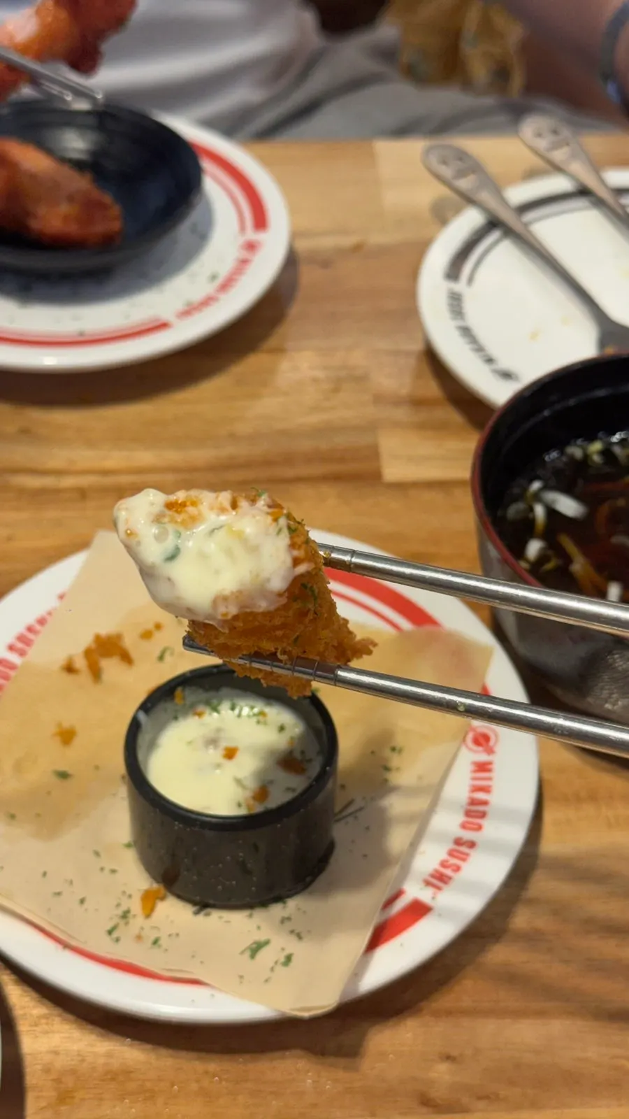 Shrimp tempura served with dipping sauce