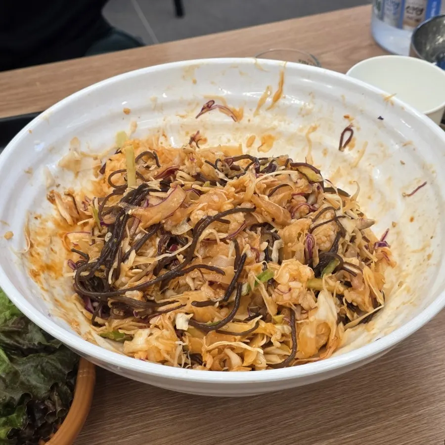 A hearty sashimi rice bowl loaded with fish and vegetables