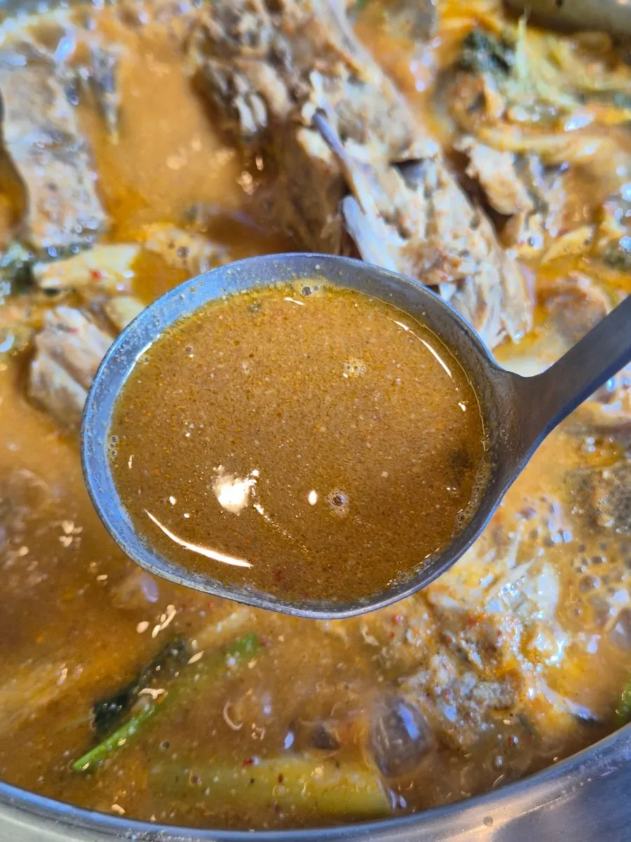 Gamjatang with pork meat on the bones