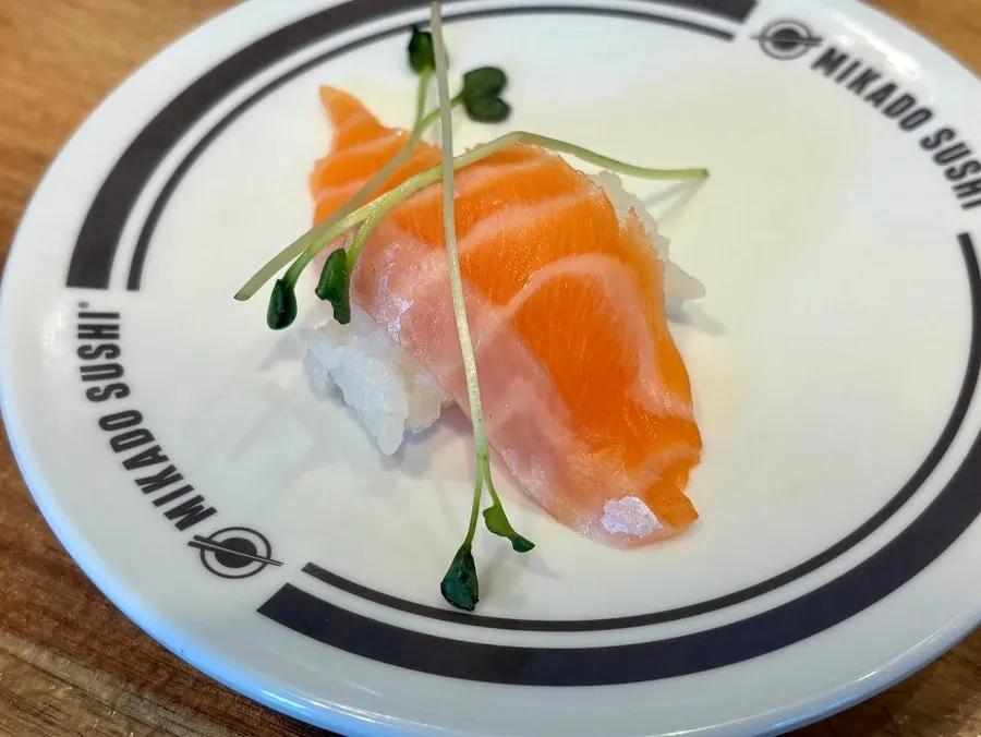 A plate of Mikado Sushi's sea bream sushi