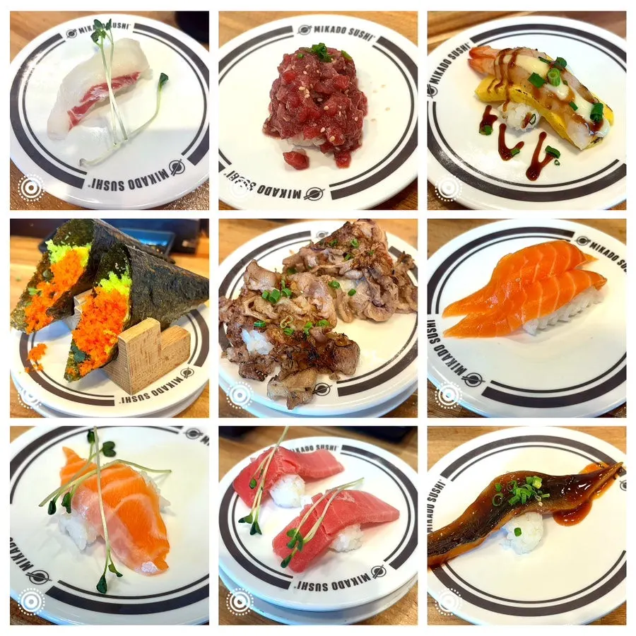 28 stacked sushi plates after finishing the meal