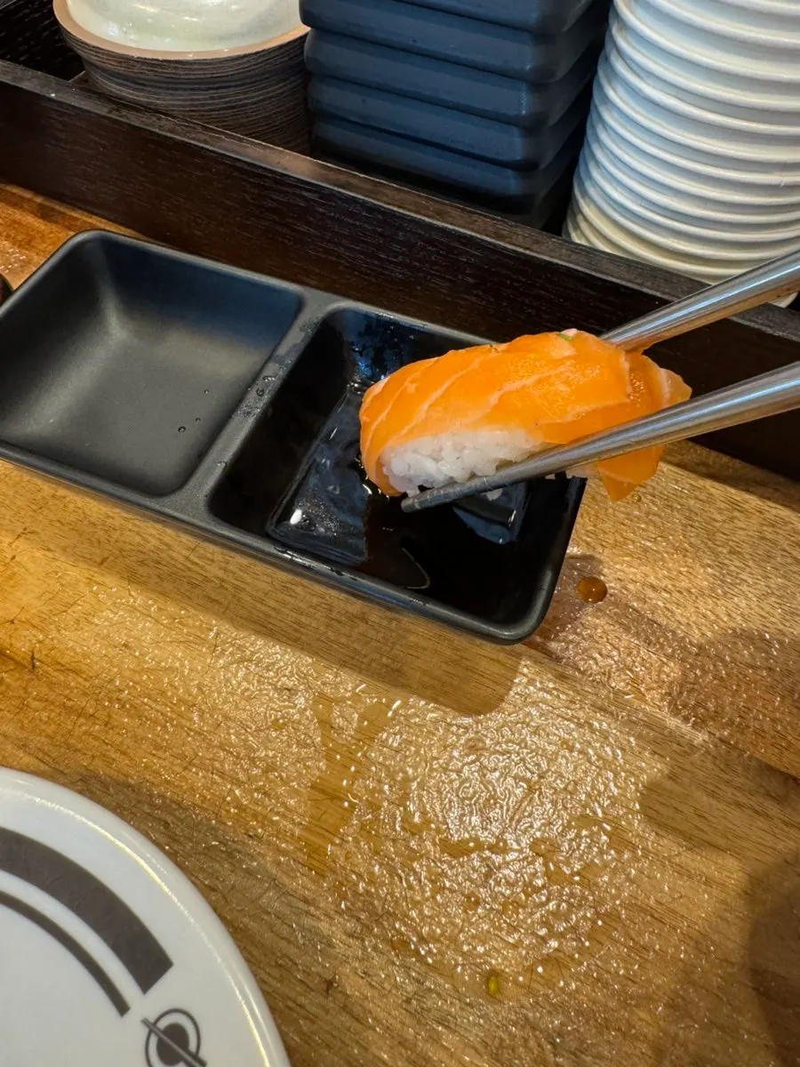 Wasabi served alongside sushi