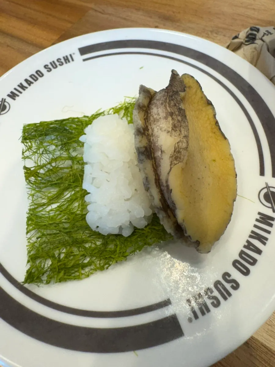 Abalone, eel, and shrimp sushi