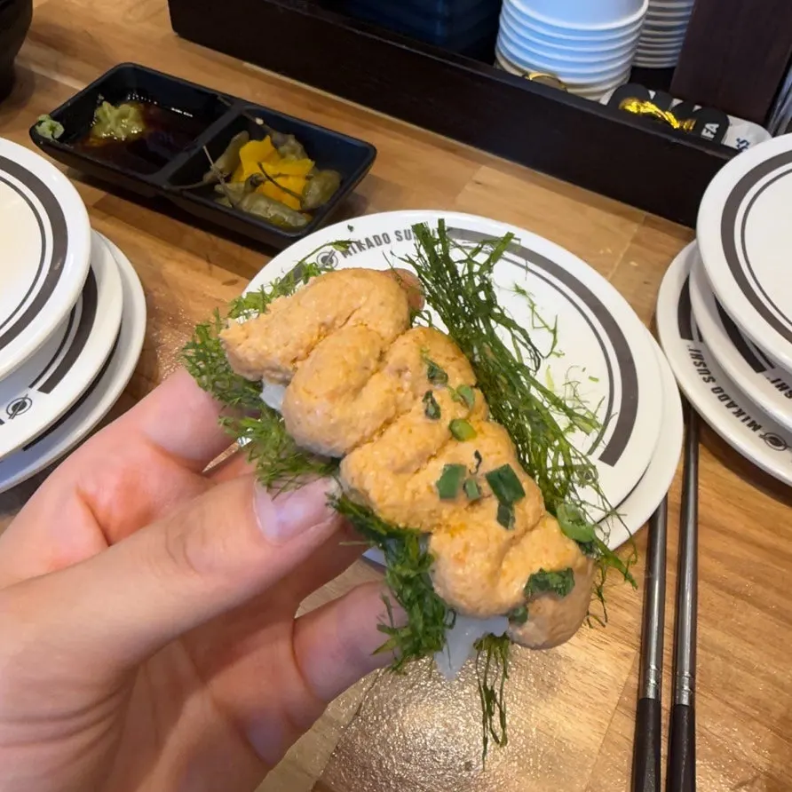 Plate of salmon sushi