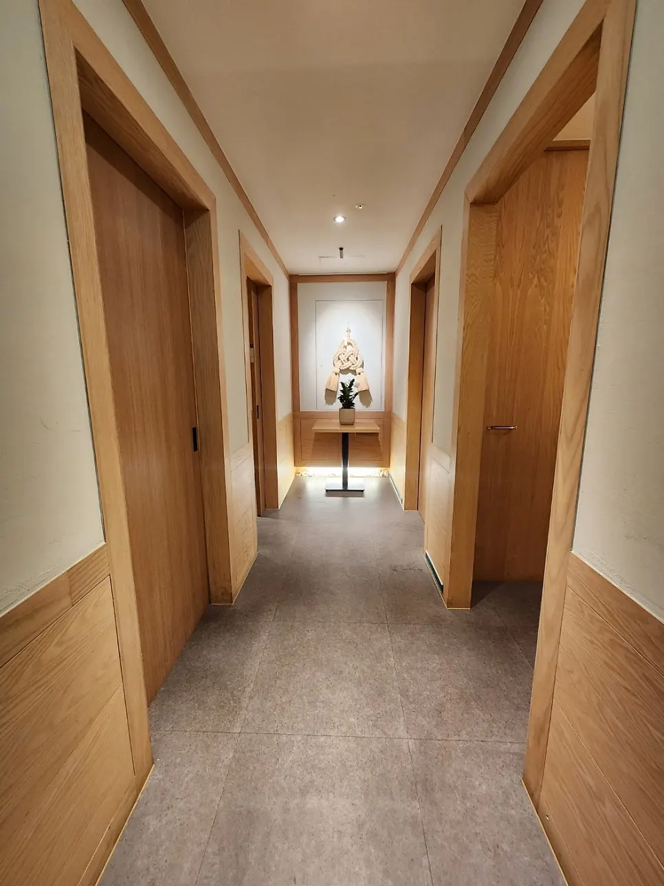 The entrance and hallway of Tawa's basement-floor restaurant