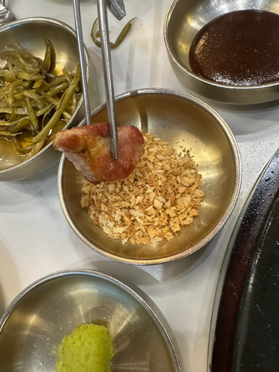 Close-up of well-grilled pork