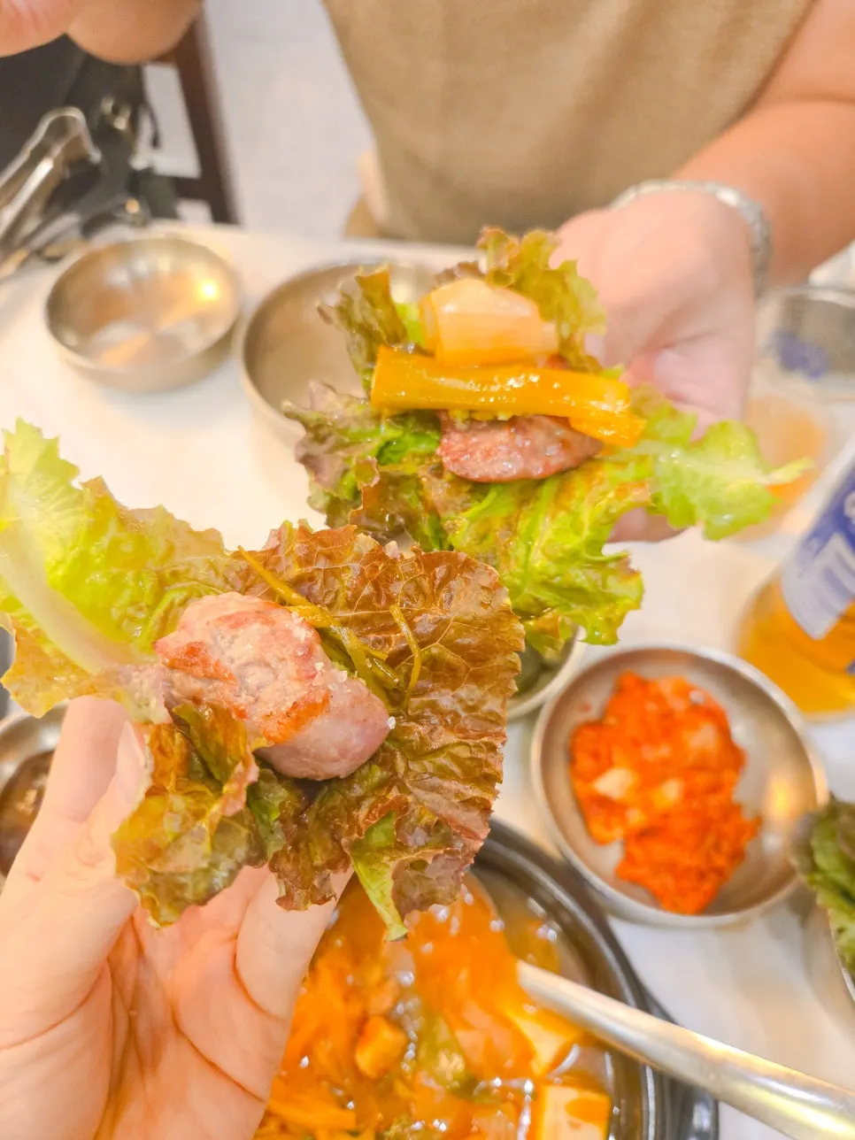고기와 빵가루 곁들임 조합