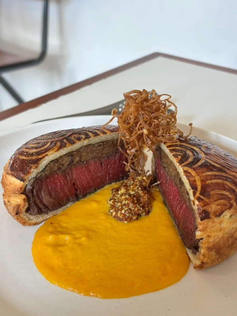 Huirit's Beef Wellington wrapped in pastry