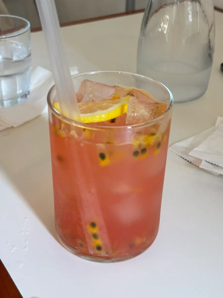 Passion fruit ade with visible seeds