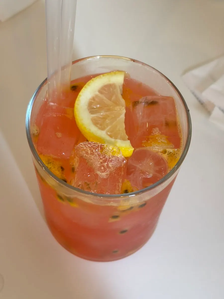 Passion fruit ade and food on the table