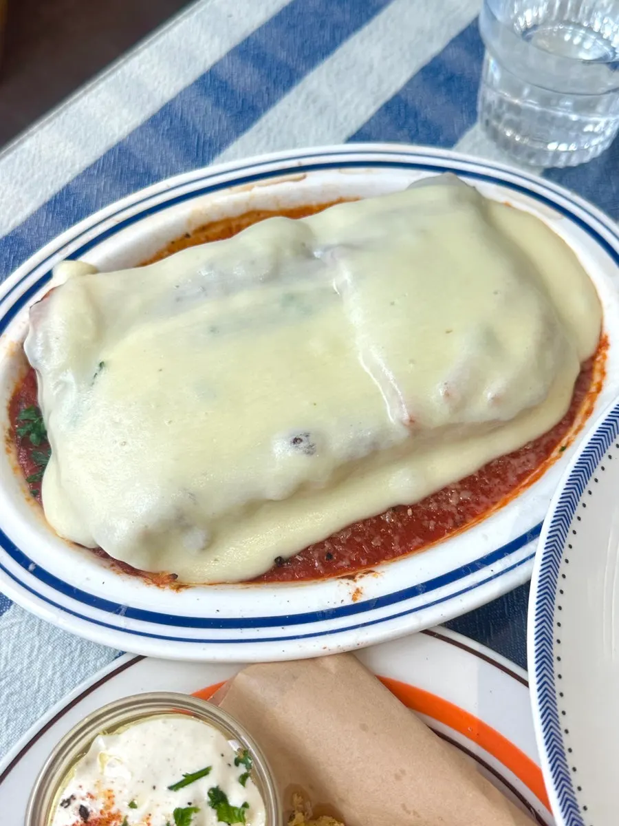 Aligot cheese lasagna topped with cheese