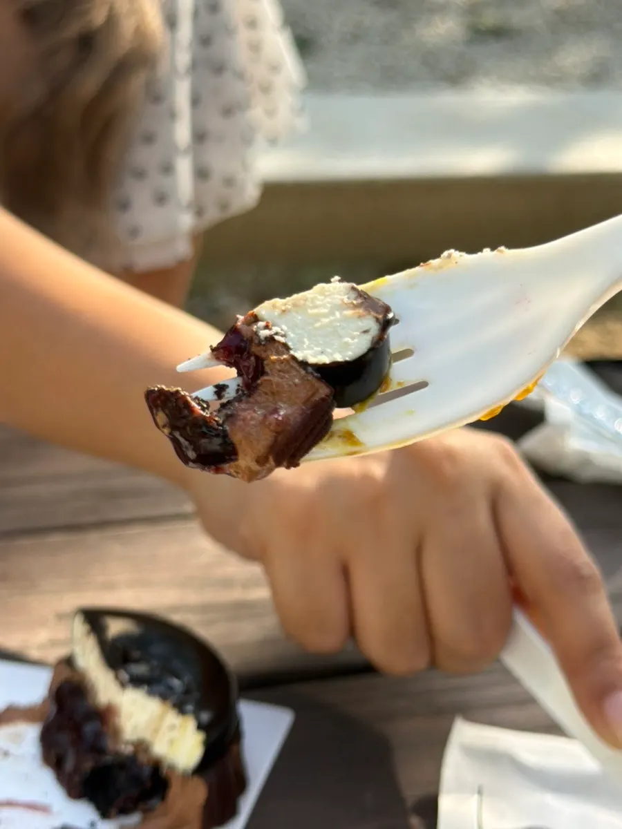 마스카포네 바닐라 무스가 보이는 포레 누아