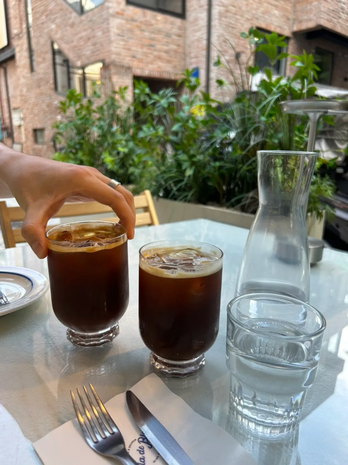 A terrace seat for enjoying an Americano