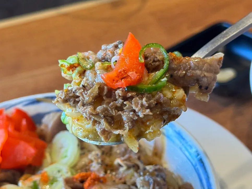 Beef short plate gyudon with added pepper