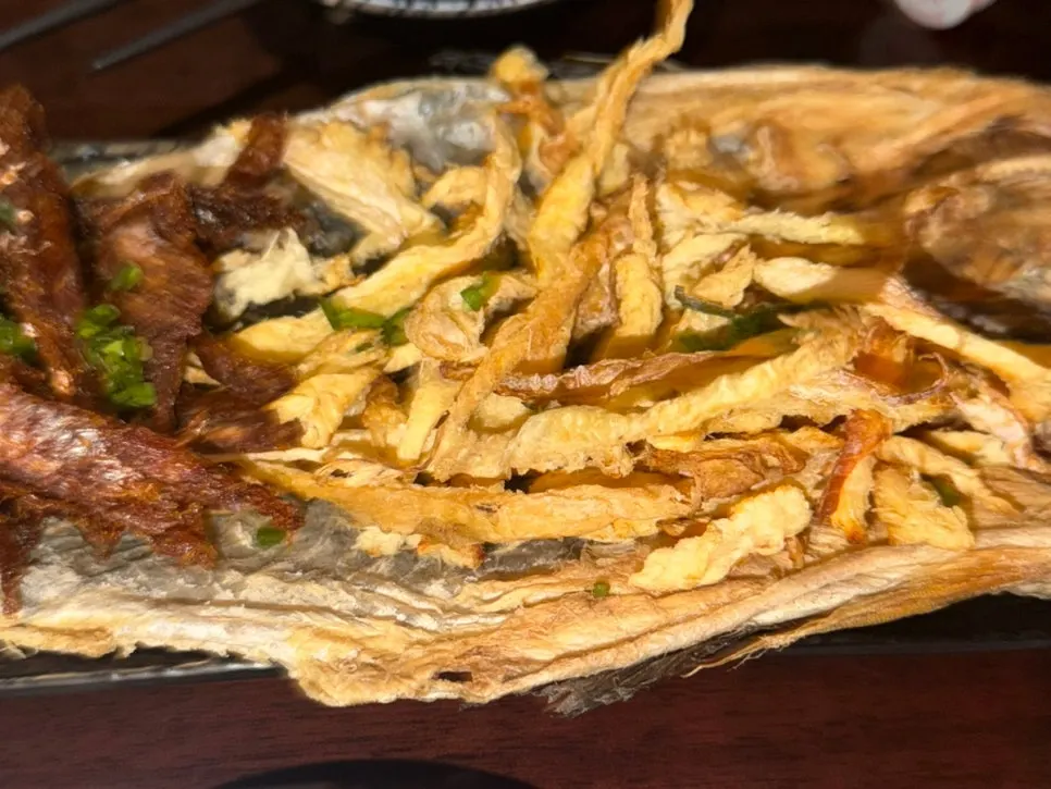 Half plain and half seasoned dried pollock