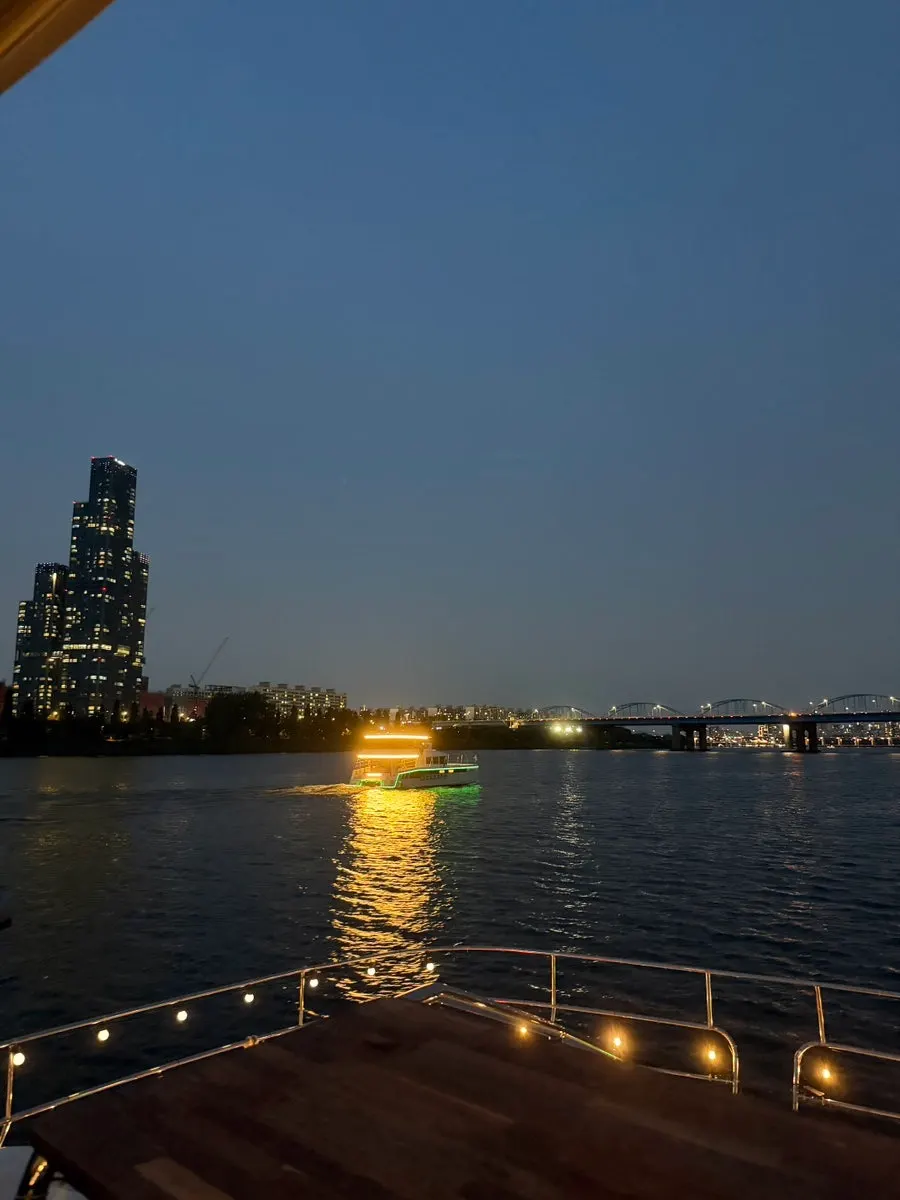 Banpo Bridge fountain show viewed from the yacht