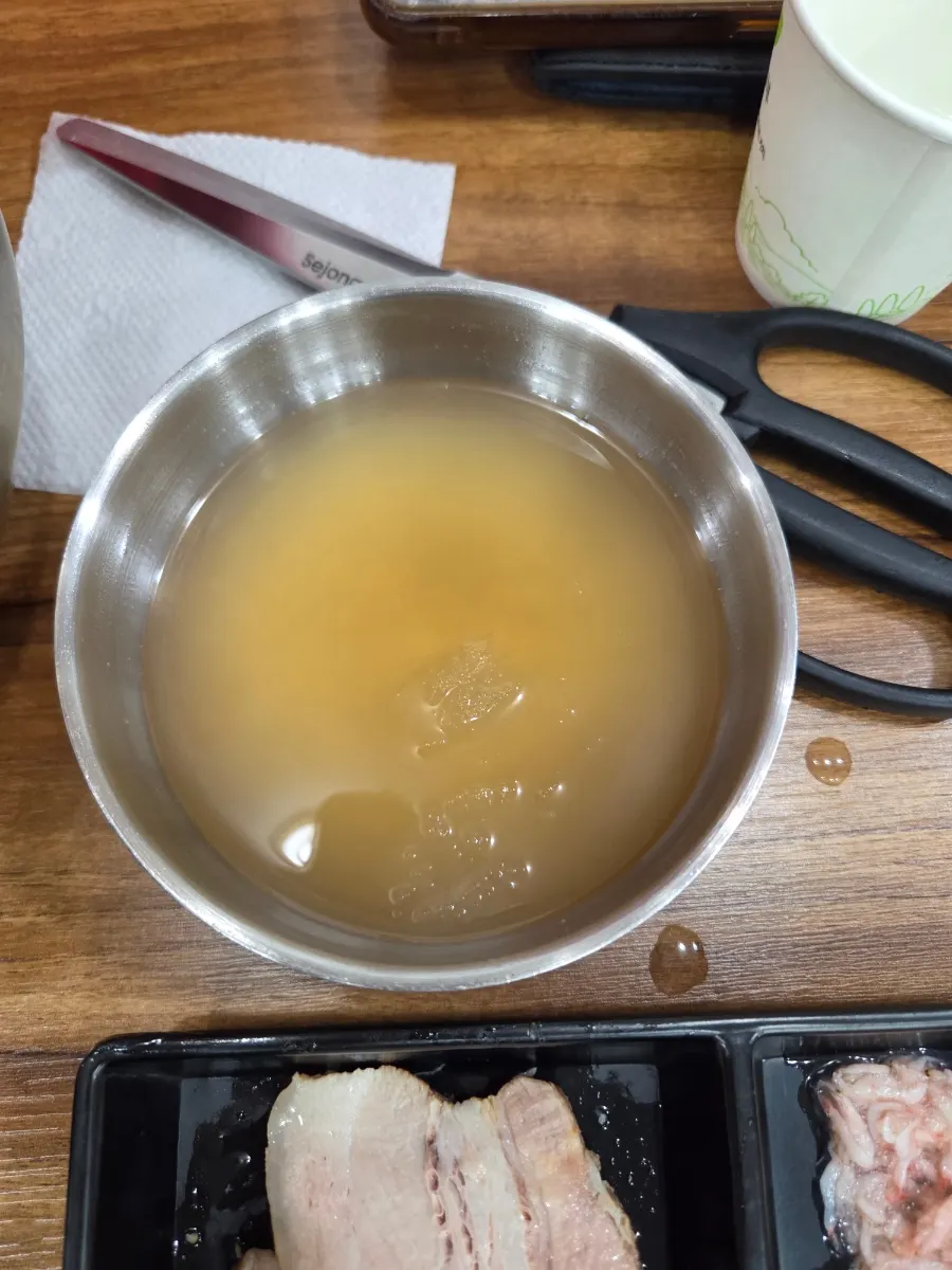 Warm broth refilled multiple times
