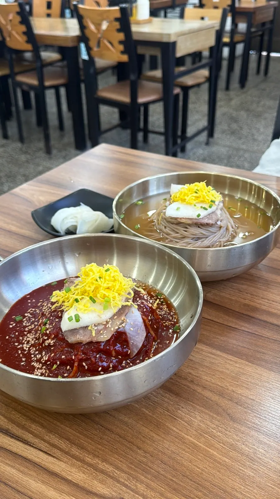 โต๊ะร้าน Seoul Myeonok หลังกินอาหารเสร็จ