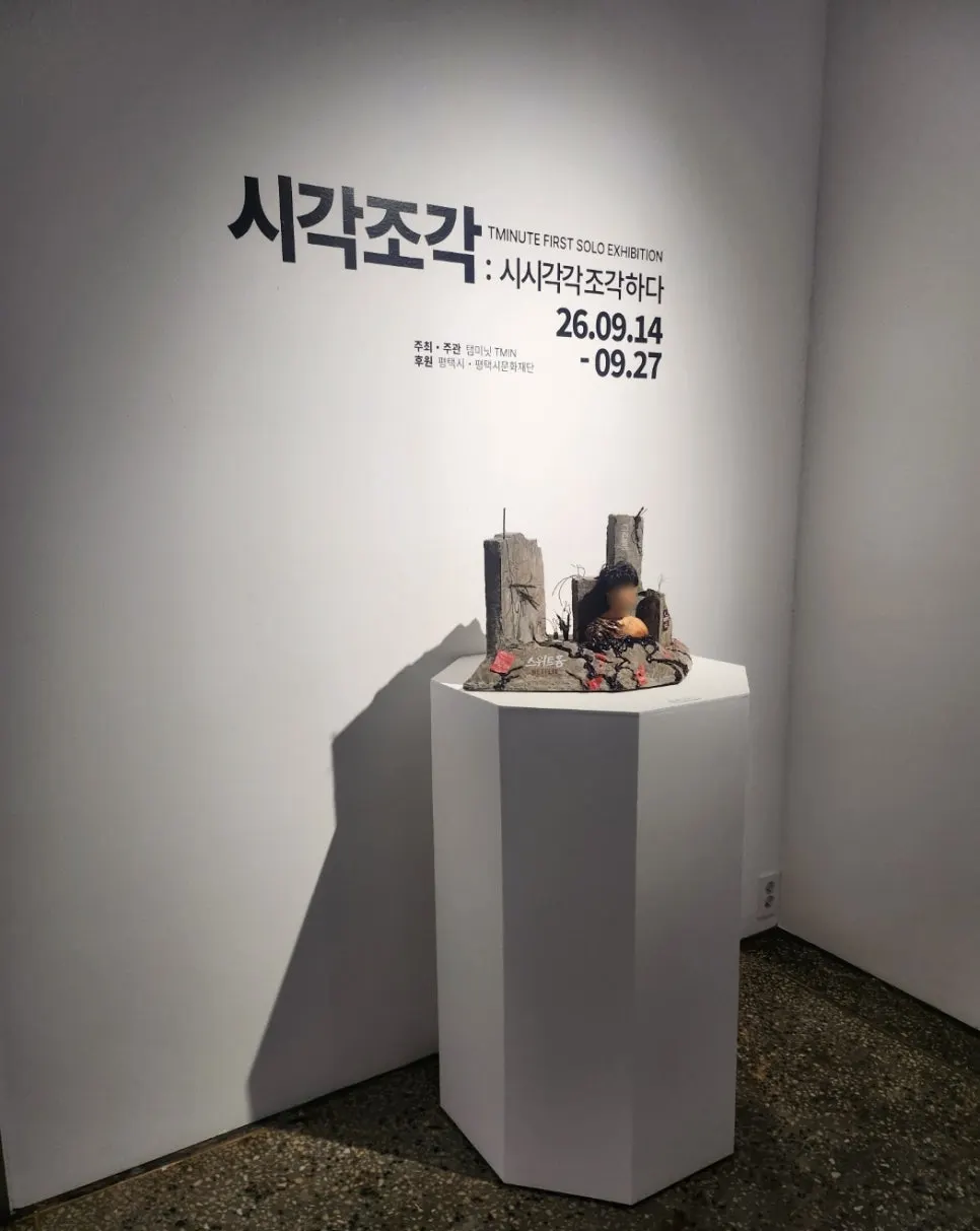 Sign for the 'Visual Sculpture' exhibition on the second floor of the same building