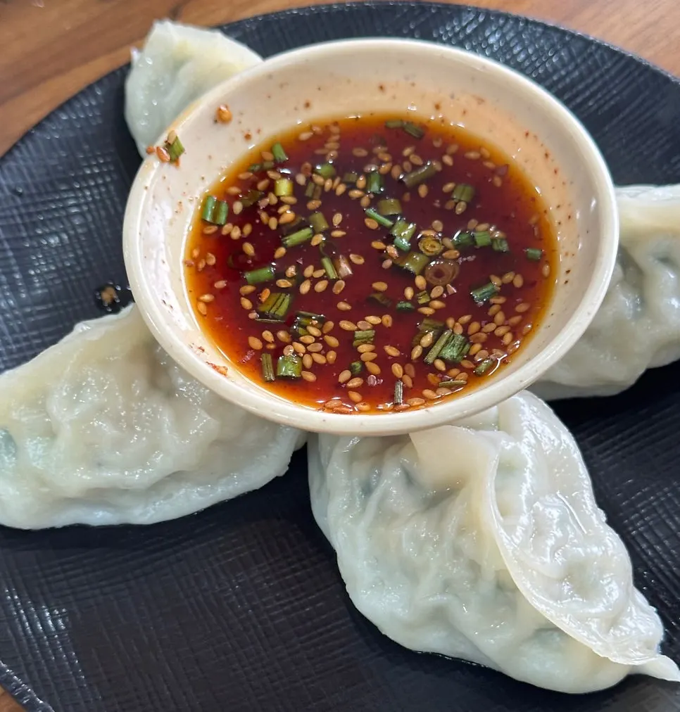 A plate of hand-dumplings at Seoul Myeonok