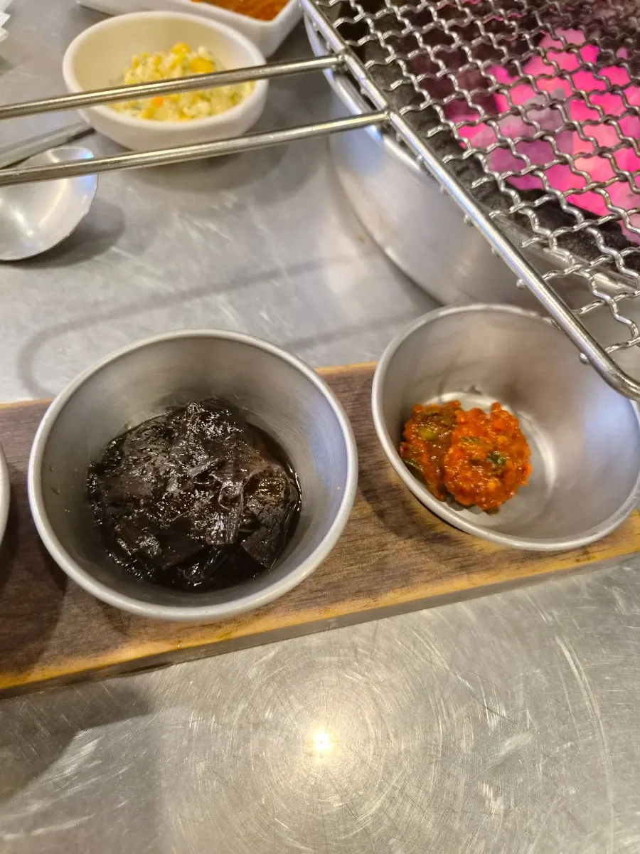 Table with basic side dishes and pickles