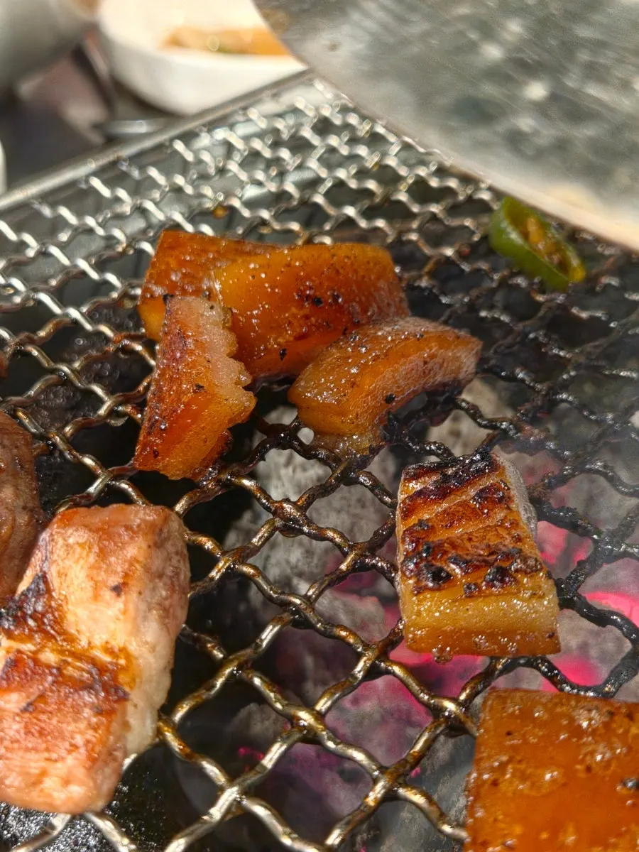 Chewy grilled pork skin